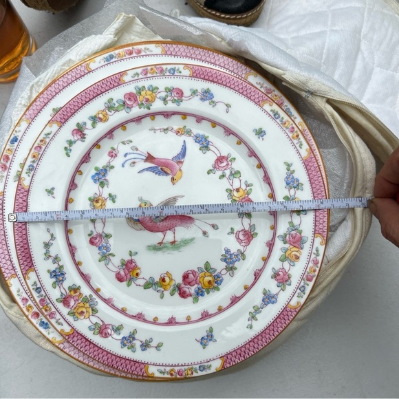 9 Antique Crescent Ware England Paradise Floral Porcelain Plate Dinnerware Mint - Picture 2 of 12